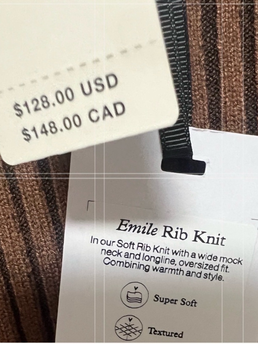 NWT Varley Emile Rib Knit Sweater Brown Size M - Picture 6 of 6